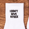 IDGAF white crew socks