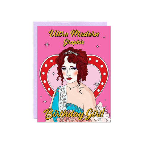 ultra modern graphic birthday girl card