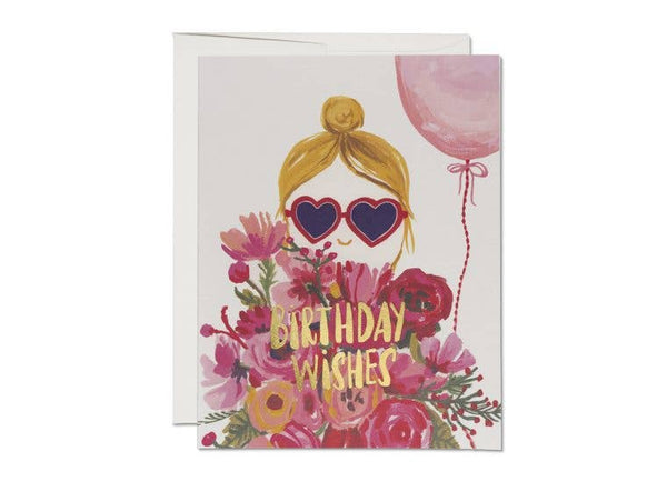 birthday wishes heart shapes glasses card