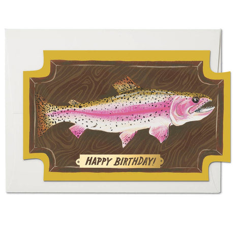 happy birthday mounted fish card