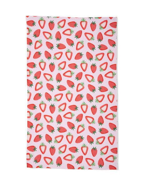 sweet strawberry tea towel