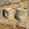 hand thrown thumbprint stoneware cortado cups