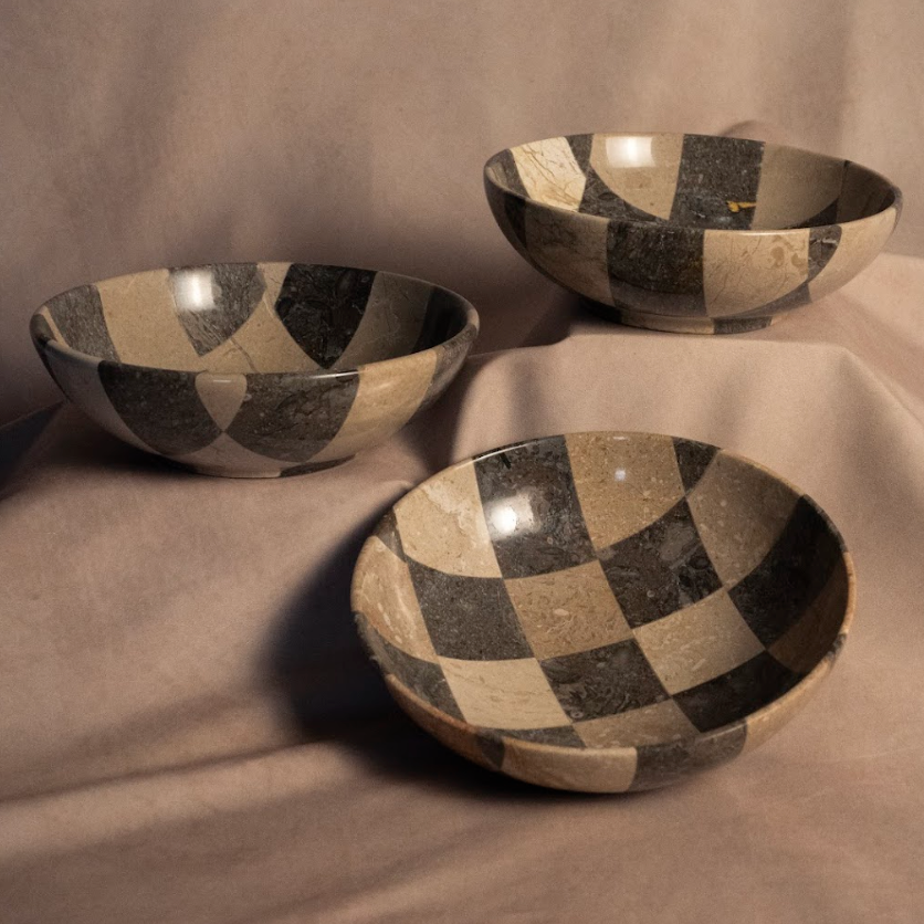 stone checkered bowl