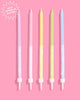 pastel glitter cake candles