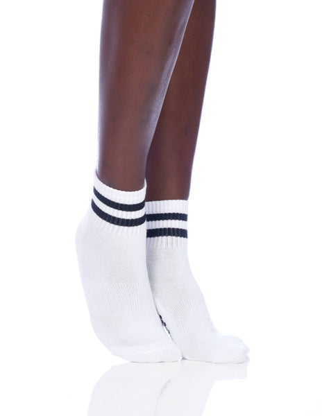 white w/ black stripe grip sock