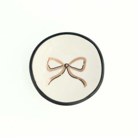 gold bow {round} trinket dish