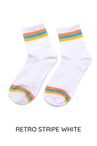 retro stripe sock {white}