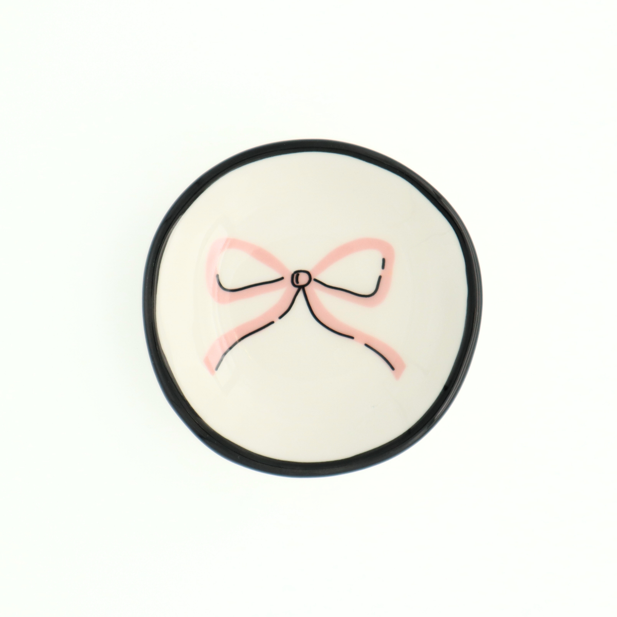 pink bow {round} trinket dish