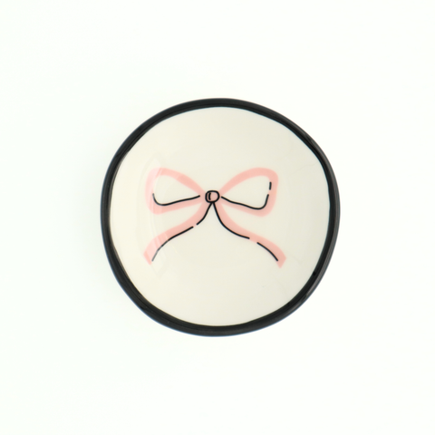 pink bow {round} trinket dish