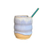 periwinkle ceramic bubble cup with straw