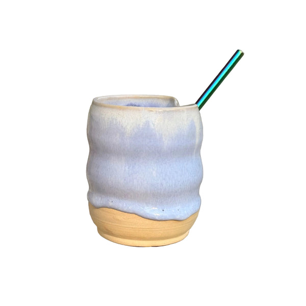 periwinkle ceramic bubble cup with straw