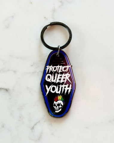 protect queer youth keychain