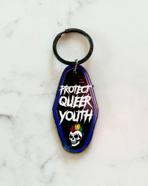 protect queer youth keychain