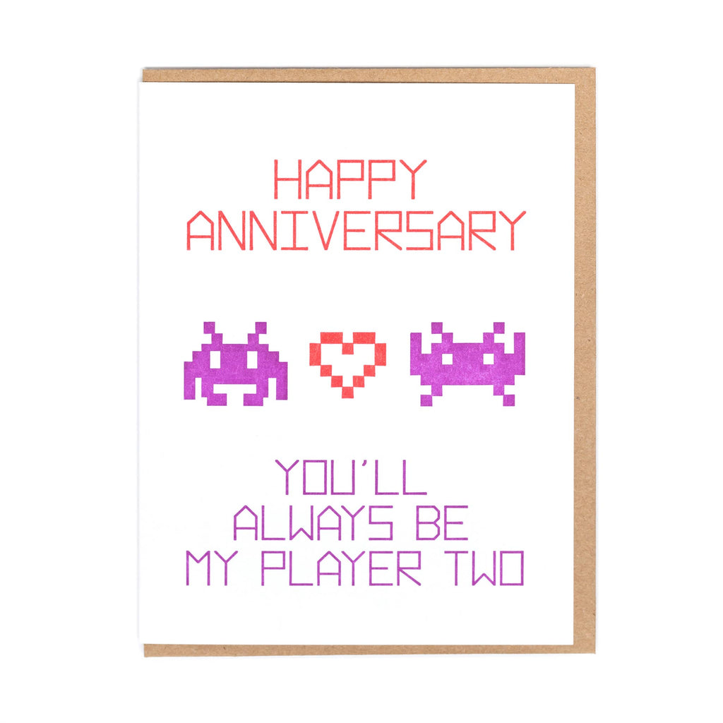 happy anniversary. you'll always be my player two. card