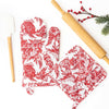 nutcracker toile oven mitt set
