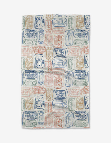 tinned sardines tea towel