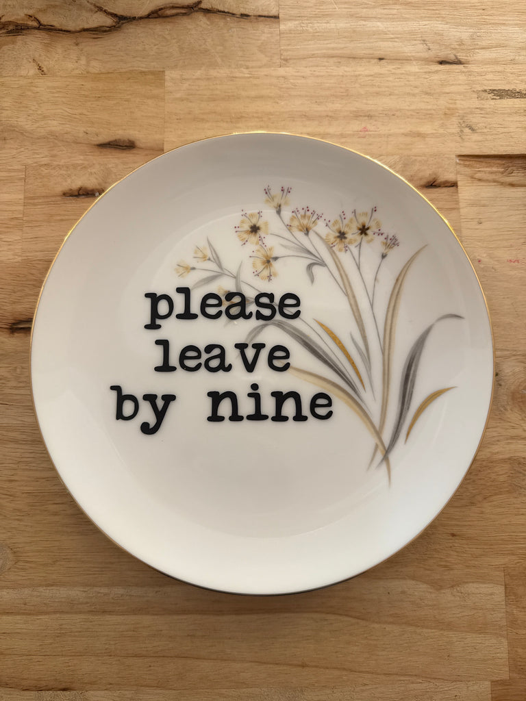 leave by nine plate