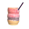 pink ceramic bubble cup with straw