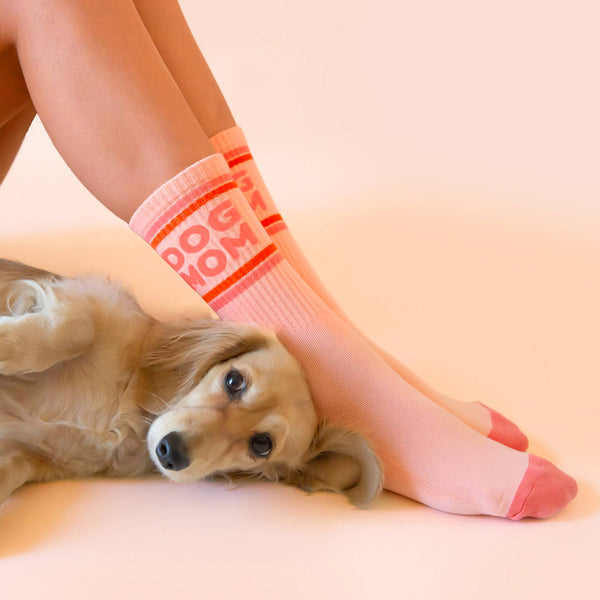 dog mom ribbed crew socks