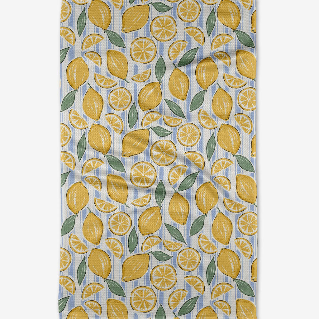sour lemon stripes tea towel