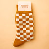 checker crew socks {retro brown & ivory}