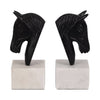 white/black metal horse head bookends