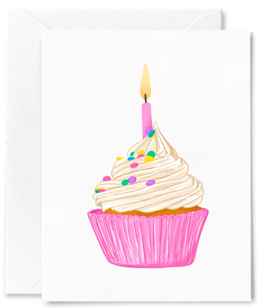 cupcake with single candle card