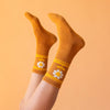 retro flower ribbed crew socks