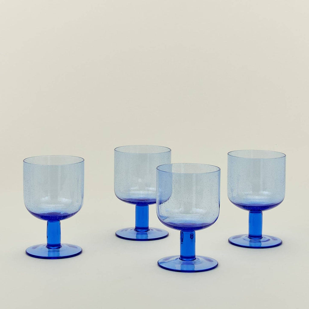 seeded stemmed glassware {blue} set of 4