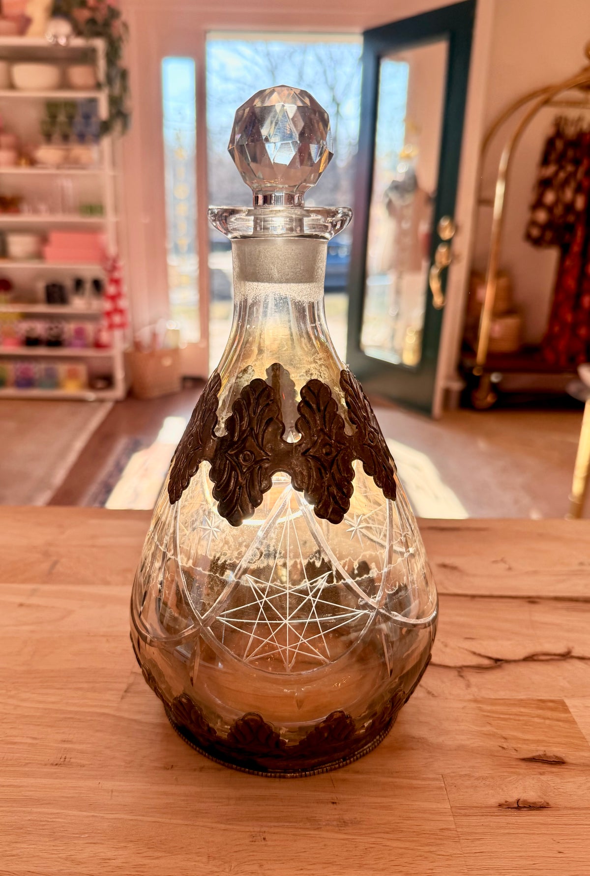 vintage silver overlay decanter