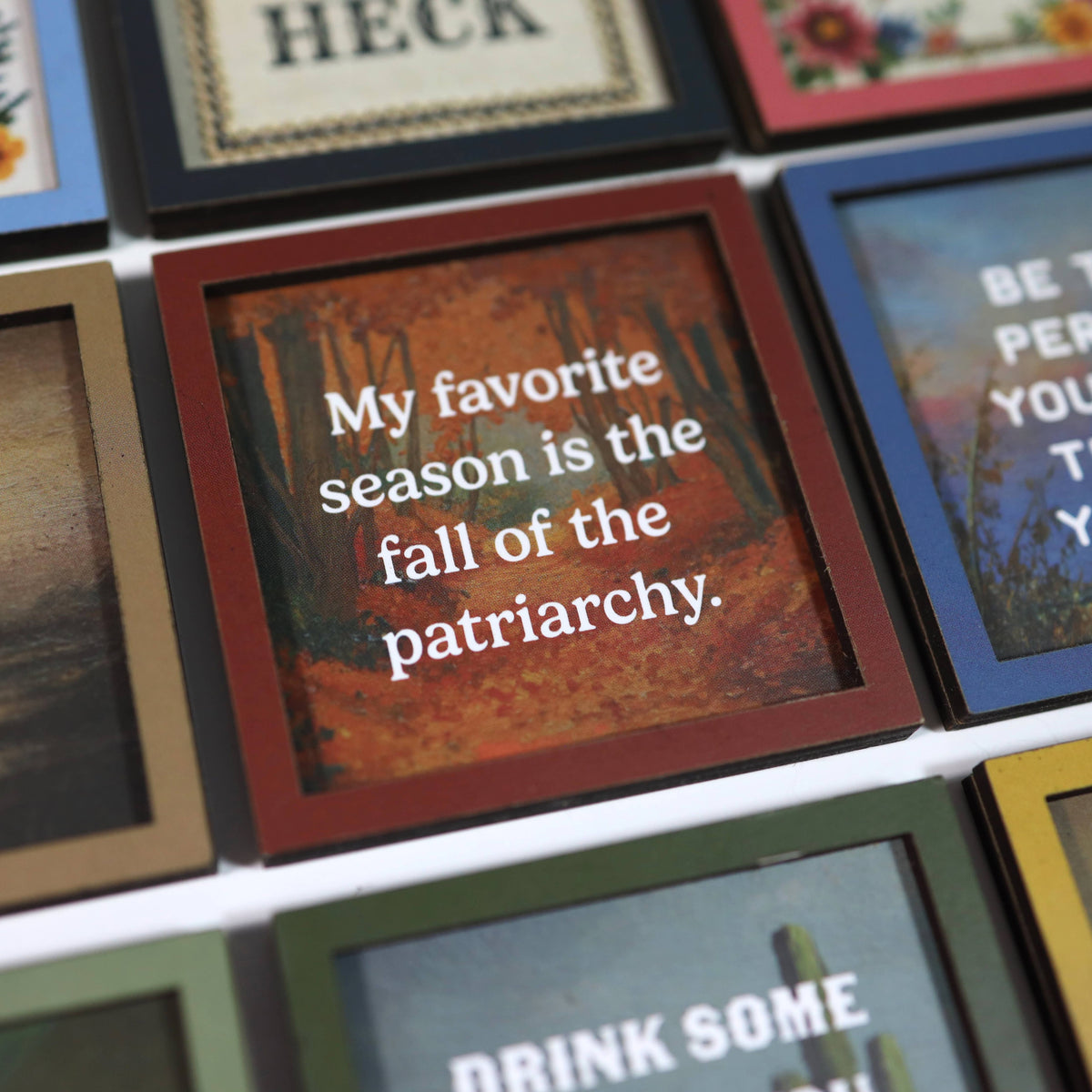 fall of the patriarchy - funny wooden magnet