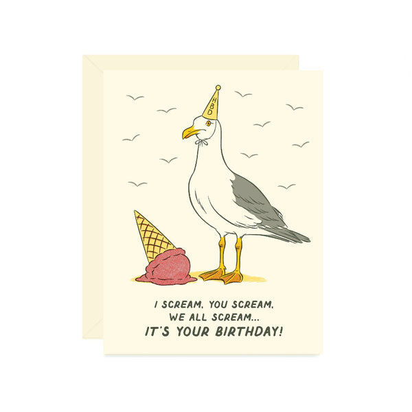 i scream you scream we all scream {seagull birthday card}