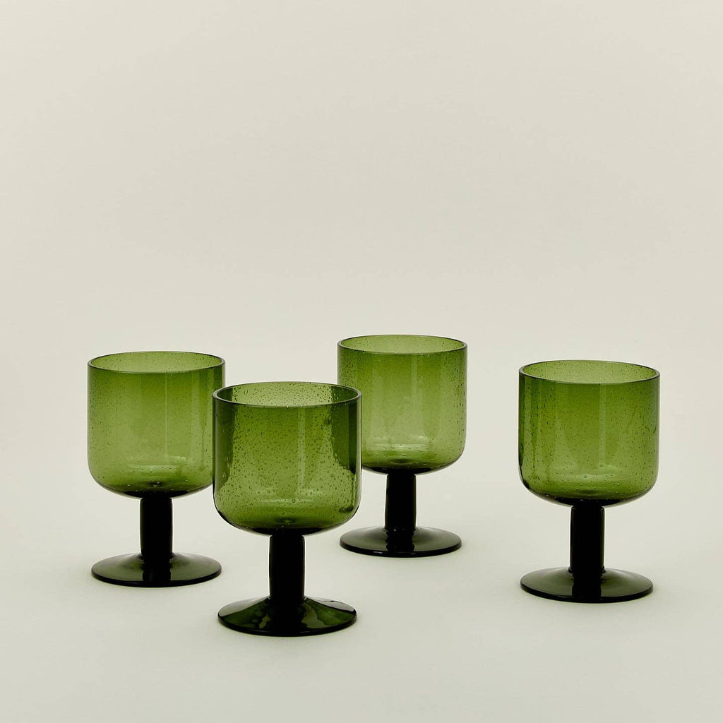seeded stemmed glassware {green} set of 4