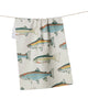 hooked on fishing tea towel