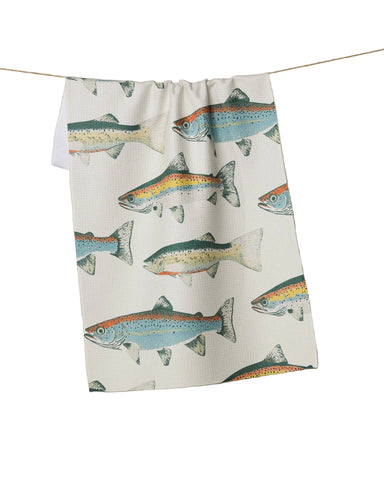 hooked on fishing tea towel