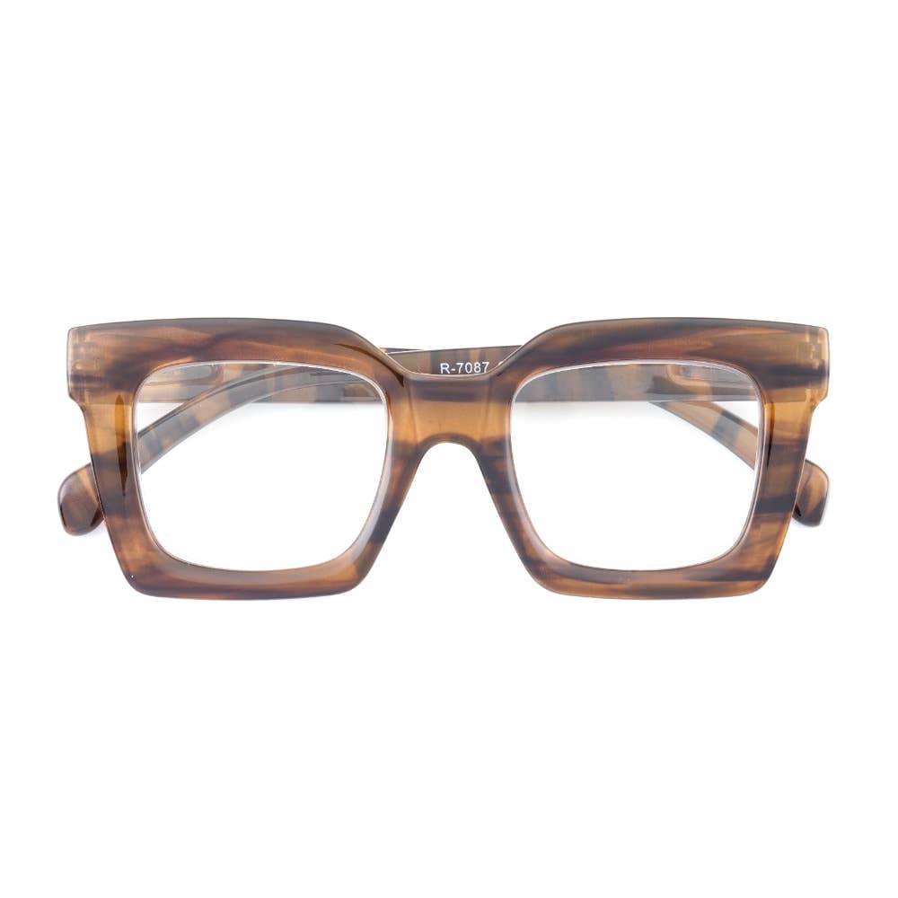 fiona {striped brown} blue light {readers} eyeglasses