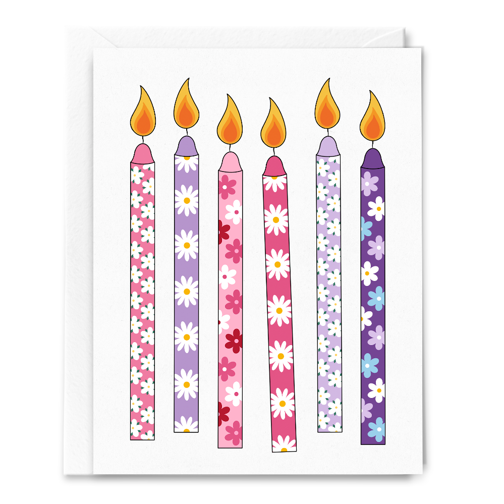 floral candles birthday card