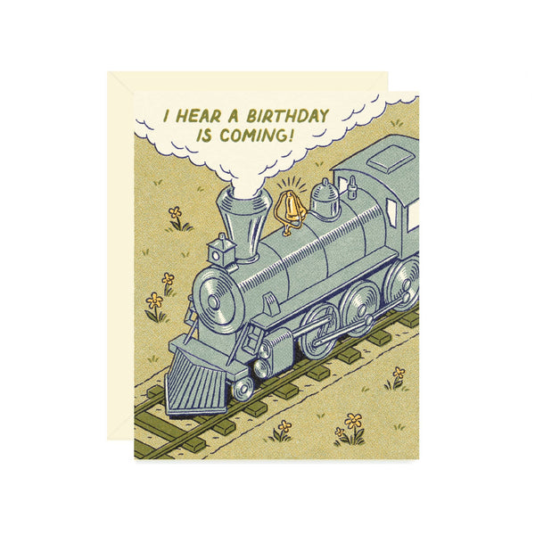 i hear a birthday is coming {train card}