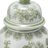 bird & flower chinoiserie {green/white} temple jar