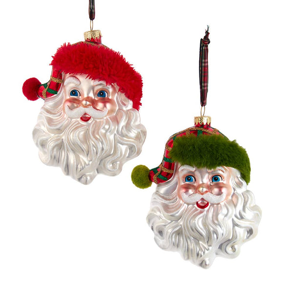 santa w/ plaid hat ornament