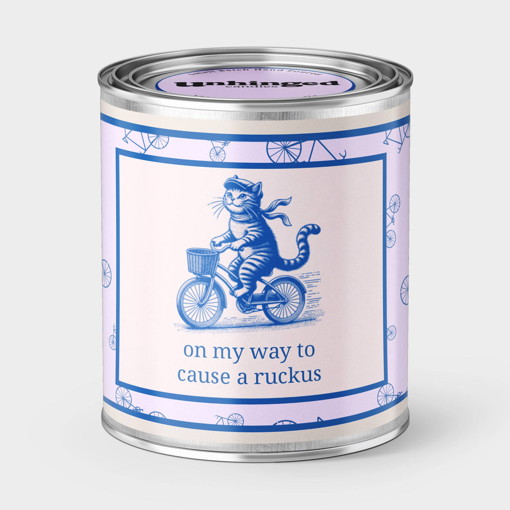 on my way to cause a ruckus candle