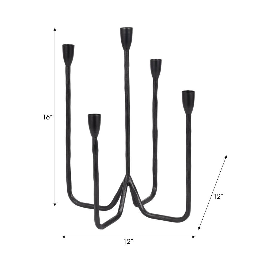 metal {black} 5-taper candle holder