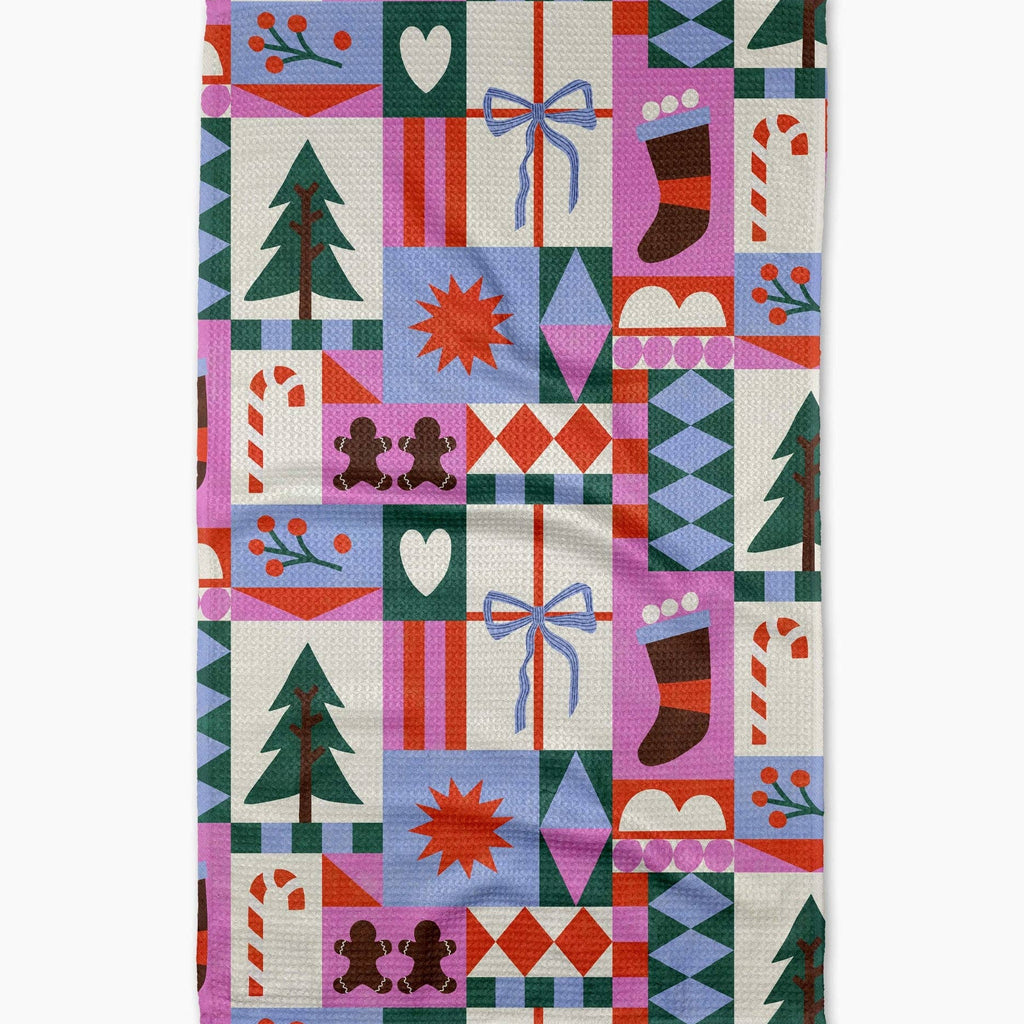 festive christmas quilt tea towel
