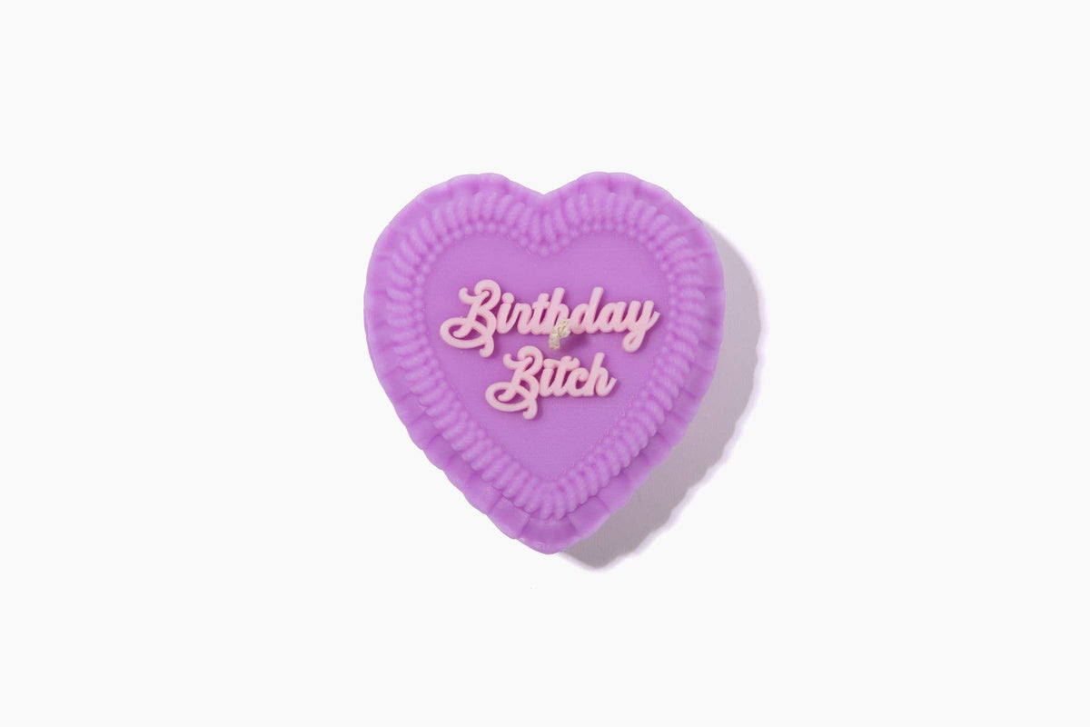birthday bitch vintage heart cake candle
