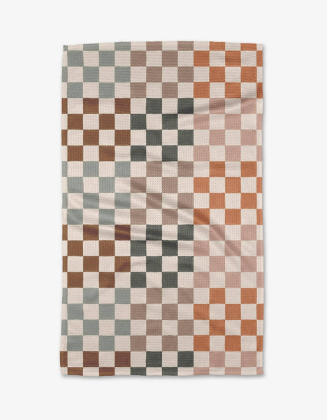 autumn checkers tea towel