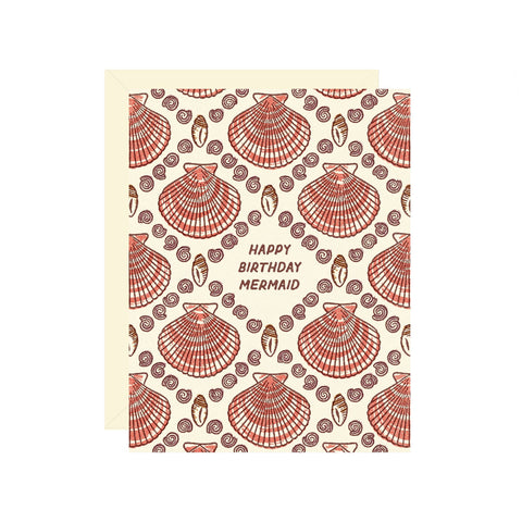 happy birthday mermaid {shell card}