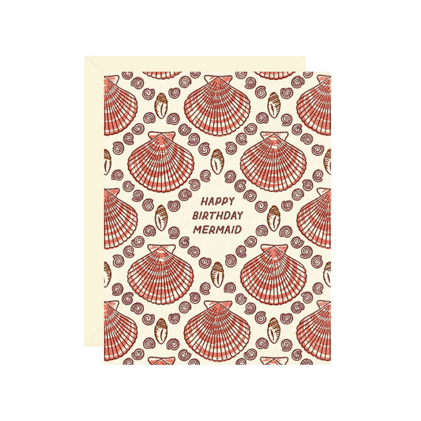 happy birthday mermaid {shell card}