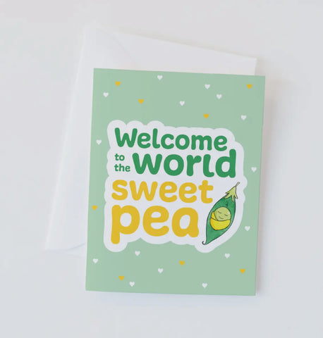 welcome to the world sweet pea card