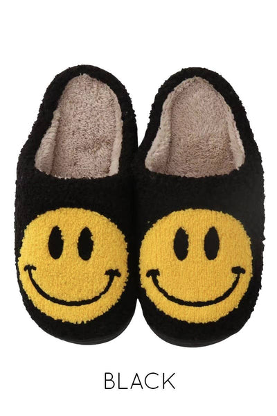 smiley face slippers {black}