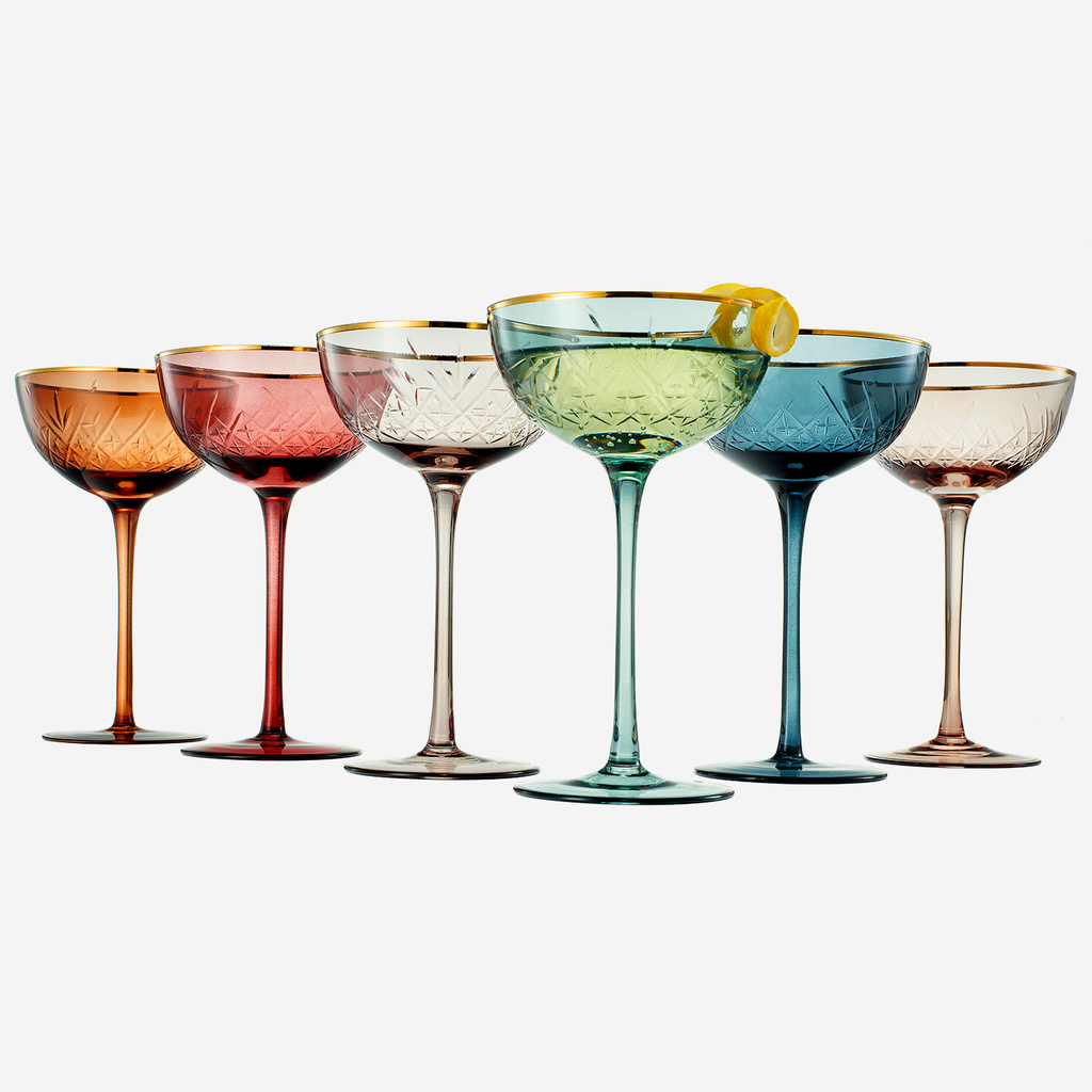 art deco assorted {muted} colored coupe {set of 6}